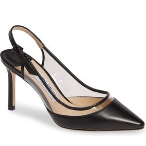Jimmy Choo Erin Slingback Pump in Black and PVC (Good Condition)